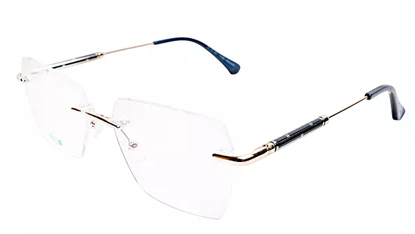 Soigné Unisex Medium Rectangular Rimless Spectacle Frame.Gold&Black Color