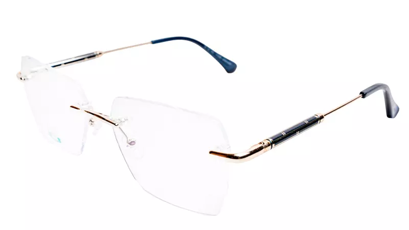 Soigné Unisex Medium Rectangular Rimless Spectacle Frame.Gold&Black Color