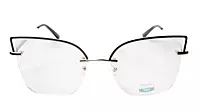 Soigné Female Oversize Half Rim Cat Eye Spectacle Frame.Gold&Black