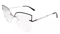 Soigné Female Oversize Half Rim Cat Eye Spectacle Frame.Gold&Black