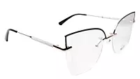 Soigné Female Oversize Half Rim Cat Eye Spectacle Frame.Gold&Black
