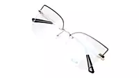 Soigné Female Oversize Half Rim Cat Eye Spectacle Frame.Gold&Black