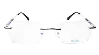 Soigné Unisex Medium Rectangular Rimless Spectacle Frame.Silver&Black Color
