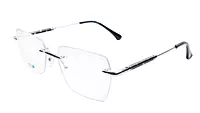 Soigné Unisex Medium Rectangular Rimless Spectacle Frame.Silver&Black Color