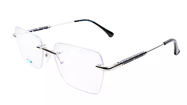 Soigné Unisex Medium Rectangular Rimless Spectacle Frame.Silver&Black Color