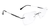 Soigné Unisex Medium Rectangular Rimless Spectacle Frame.Silver&Black Color