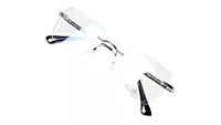 Soigné Unisex Medium Rectangular Rimless Spectacle Frame.Silver&Black Color