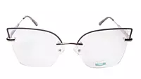 Soigné Female Oversize Half Rim Cat Eye Spectacle Frame.Rose Gold&Purple