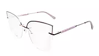 Soigné Female Oversize Half Rim Cat Eye Spectacle Frame.Rose Gold&Purple