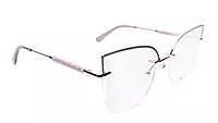 Soigné Female Oversize Half Rim Cat Eye Spectacle Frame.Rose Gold&Purple