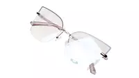 Soigné Female Oversize Half Rim Cat Eye Spectacle Frame.Rose Gold&Purple