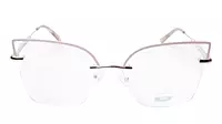 Soigné Female Oversize Half Rim Cat Eye Spectacle Frame.Rose Gold&Pink