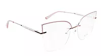 Soigné Female Oversize Half Rim Cat Eye Spectacle Frame.Rose Gold&Pink