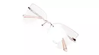 Soigné Female Oversize Half Rim Cat Eye Spectacle Frame.Rose Gold&Pink