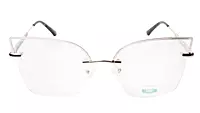 Soigné Female Oversize Half Rim Cat Eye Spectacle Frame.Golden