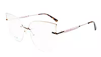 Soigné Female Oversize Half Rim Cat Eye Spectacle Frame.Golden