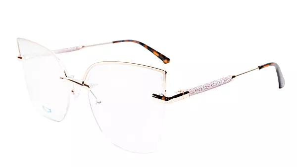Soigné Female Oversize Half Rim Cat Eye Spectacle Frame.Golden