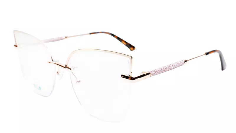 Soigné Female Oversize Half Rim Cat Eye Spectacle Frame.Golden