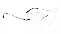 Soigné Female Oversize Half Rim Cat Eye Spectacle Frame.Golden