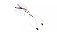 Soigné Female Oversize Half Rim Cat Eye Spectacle Frame.Golden