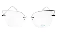 Soigné Female Oversize Half Rim Cat Eye Spectacle Frame.Silver