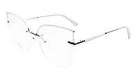 Soigné Female Oversize Half Rim Cat Eye Spectacle Frame.Silver