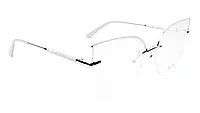 Soigné Female Oversize Half Rim Cat Eye Spectacle Frame.Silver