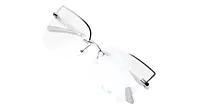 Soigné Female Oversize Half Rim Cat Eye Spectacle Frame.Silver