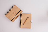 Brown bamboo Diary (notebook) with bamboo pen