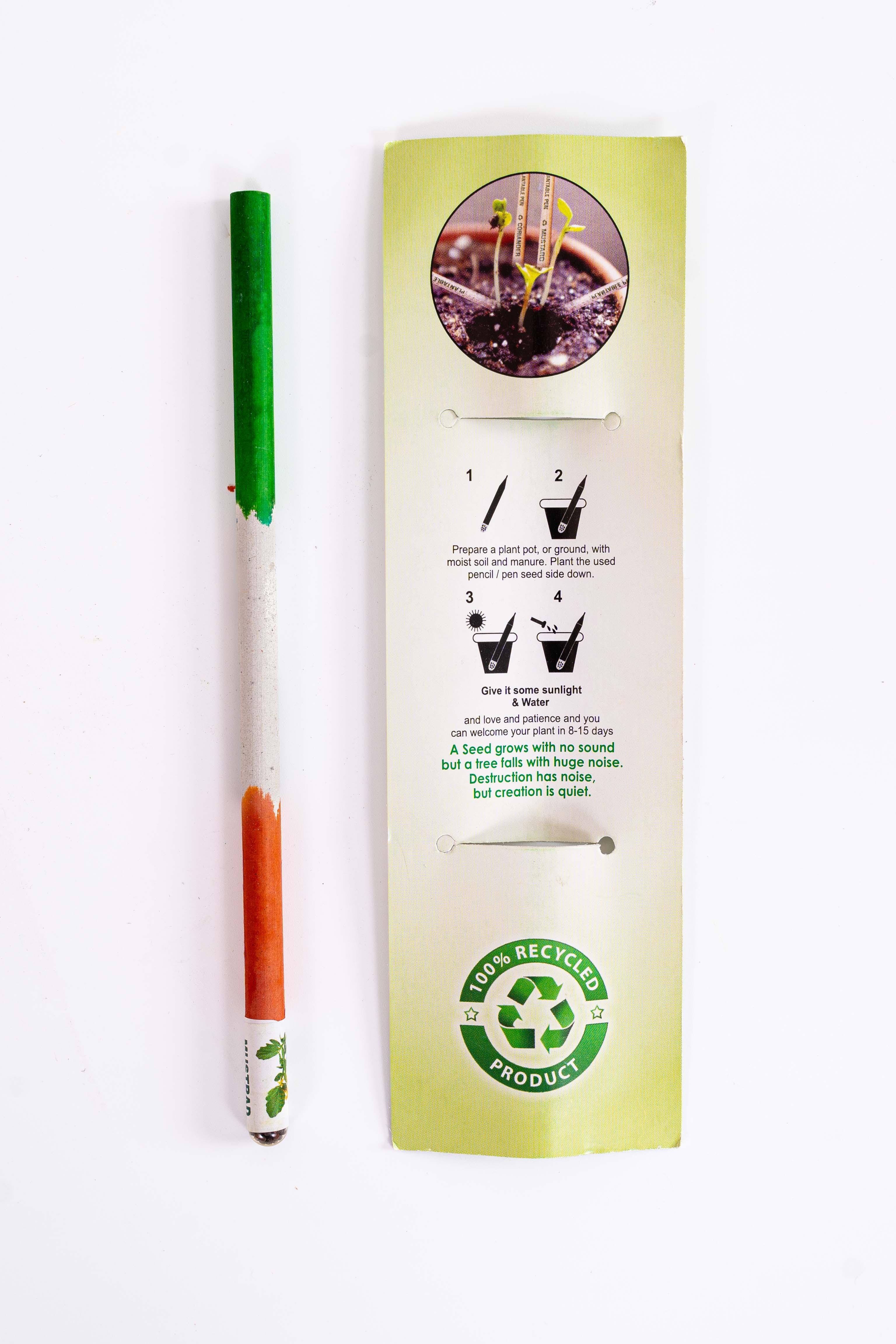 Tri Color Seed Pencils Eco-Friendly Charcoal Pencil |  wood-free pencils(Pack of 10)