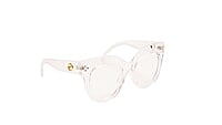 Soigné Female Oversized CatEye Spectacle Frame. Transparent Color with Golden Chain Soigné Female Oversized CatEye Spectacle Frame. Transparent Color with Golden Chain