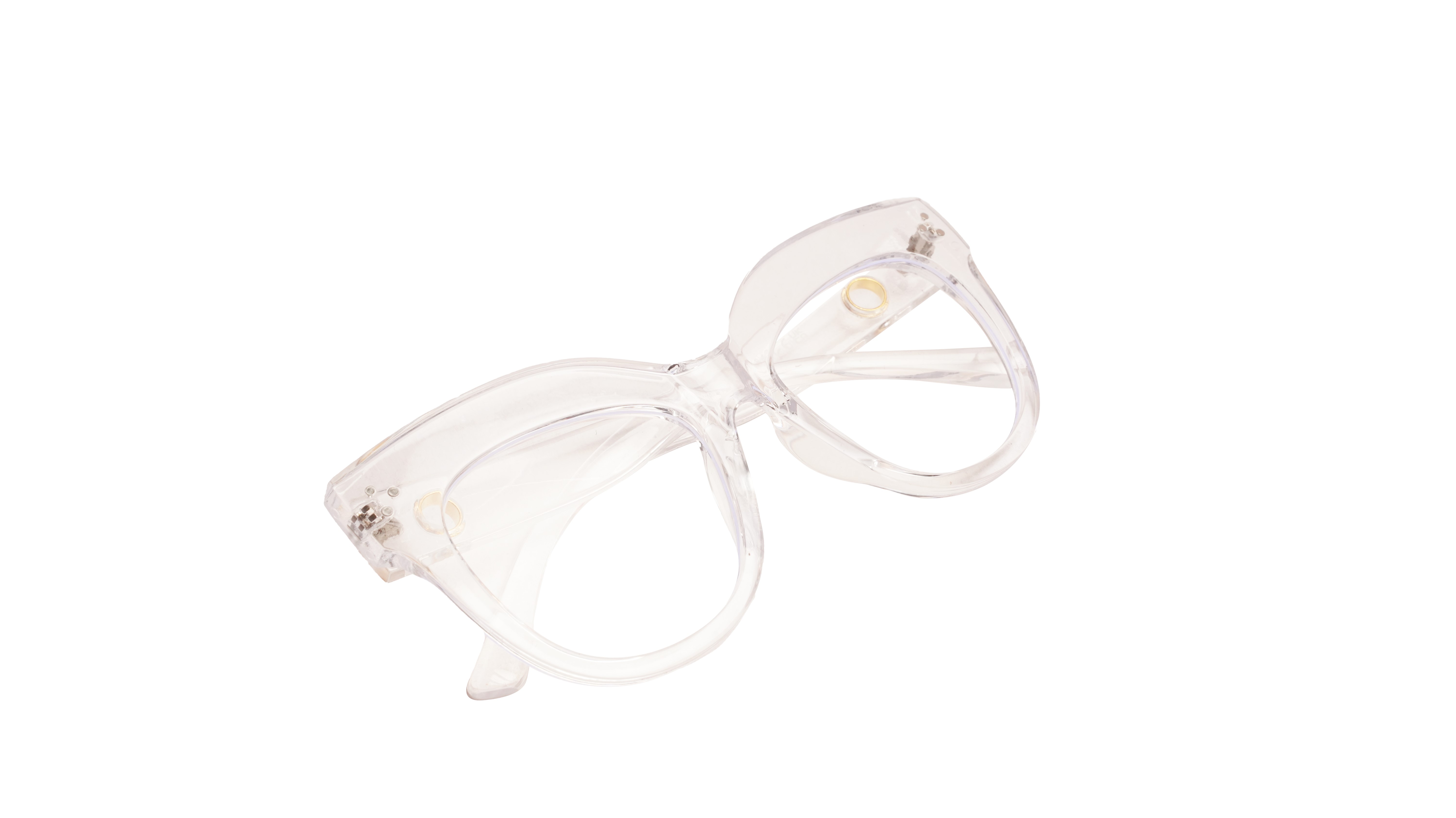 Soigné Female Oversized CatEye Spectacle Frame. Transparent Color with Golden Chain