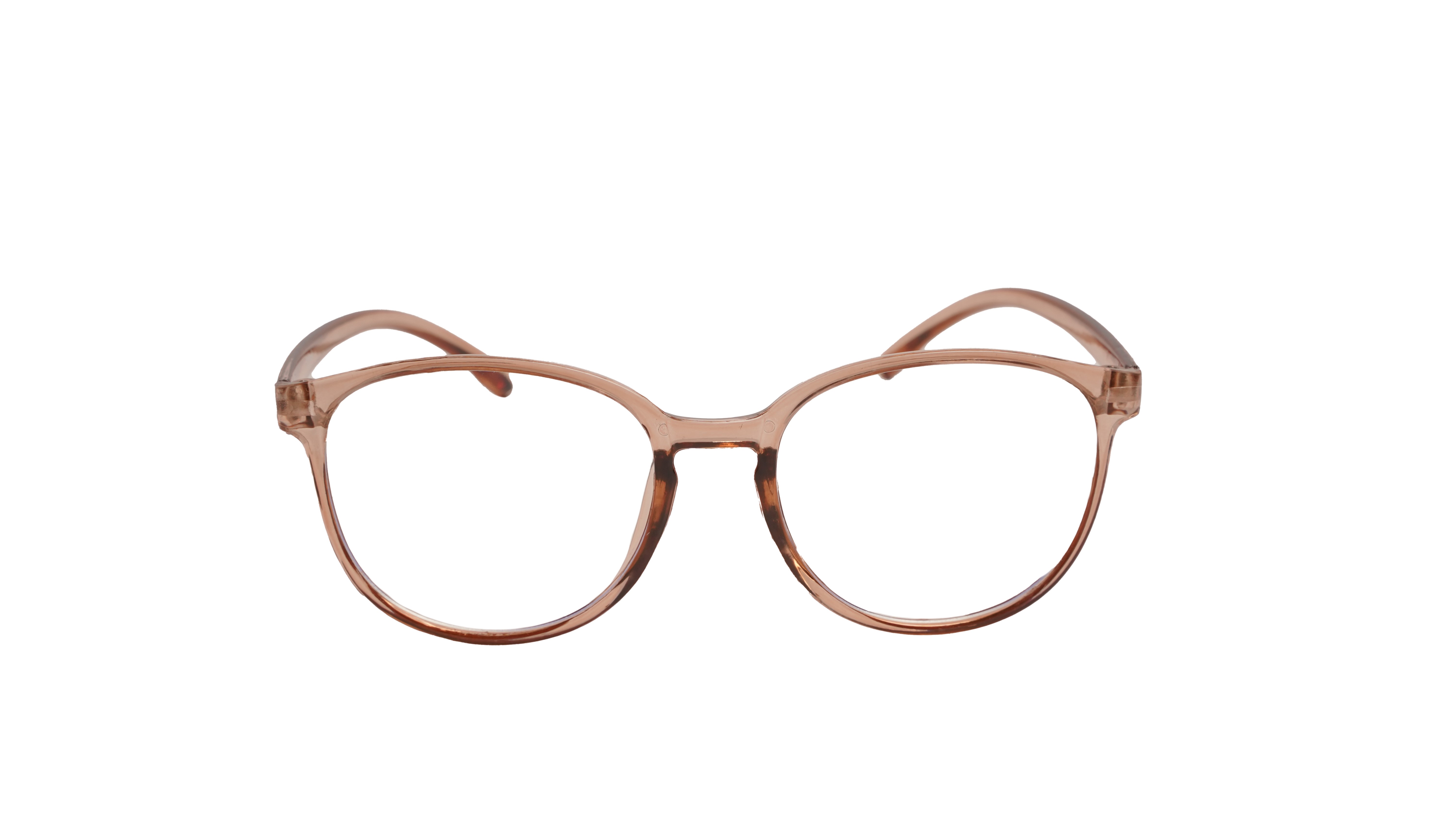 Soigné Unisex Large Round Spectacle Frame. See Through Brown