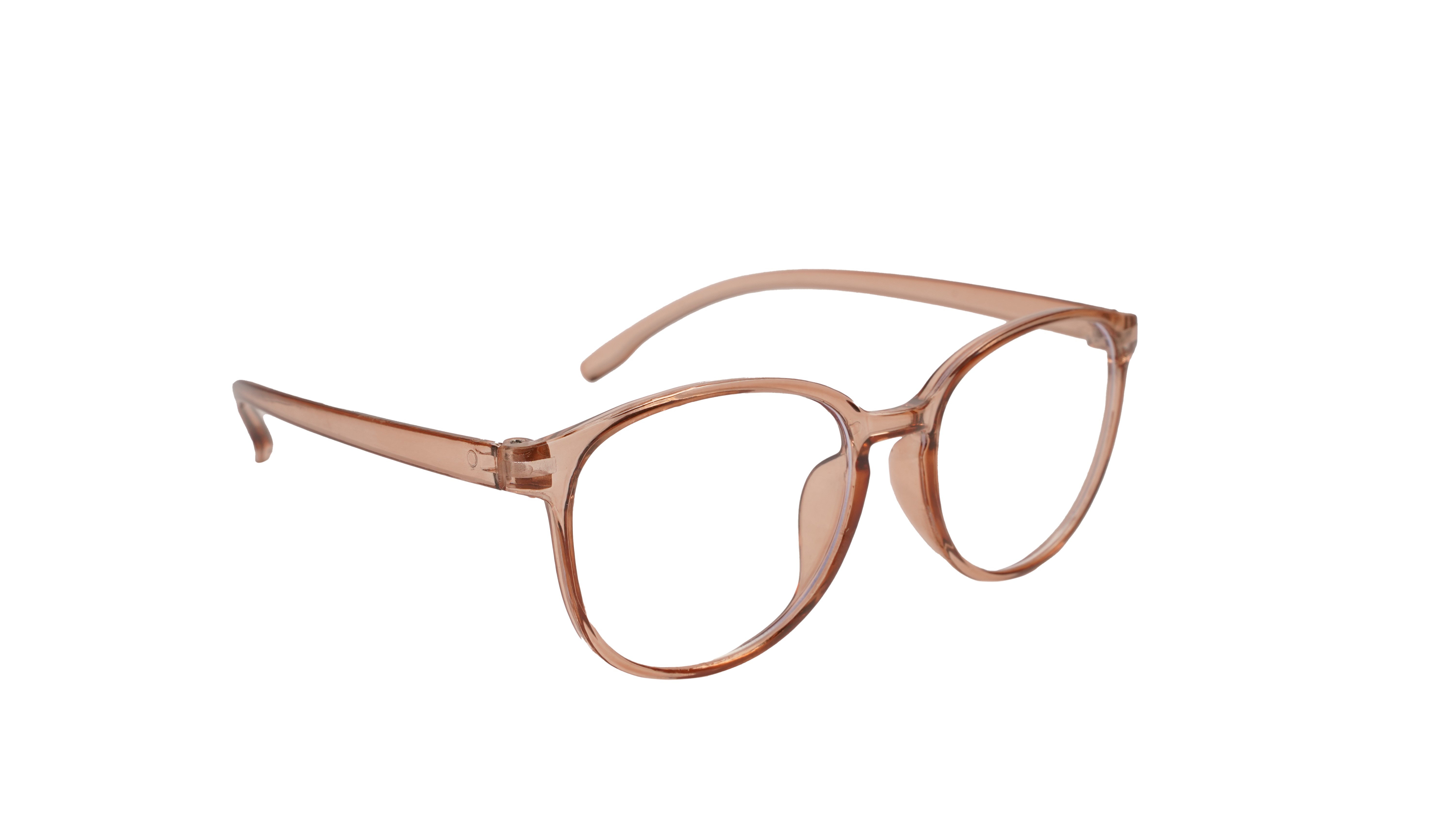Soigné Unisex Large Round Spectacle Frame. See Through Brown