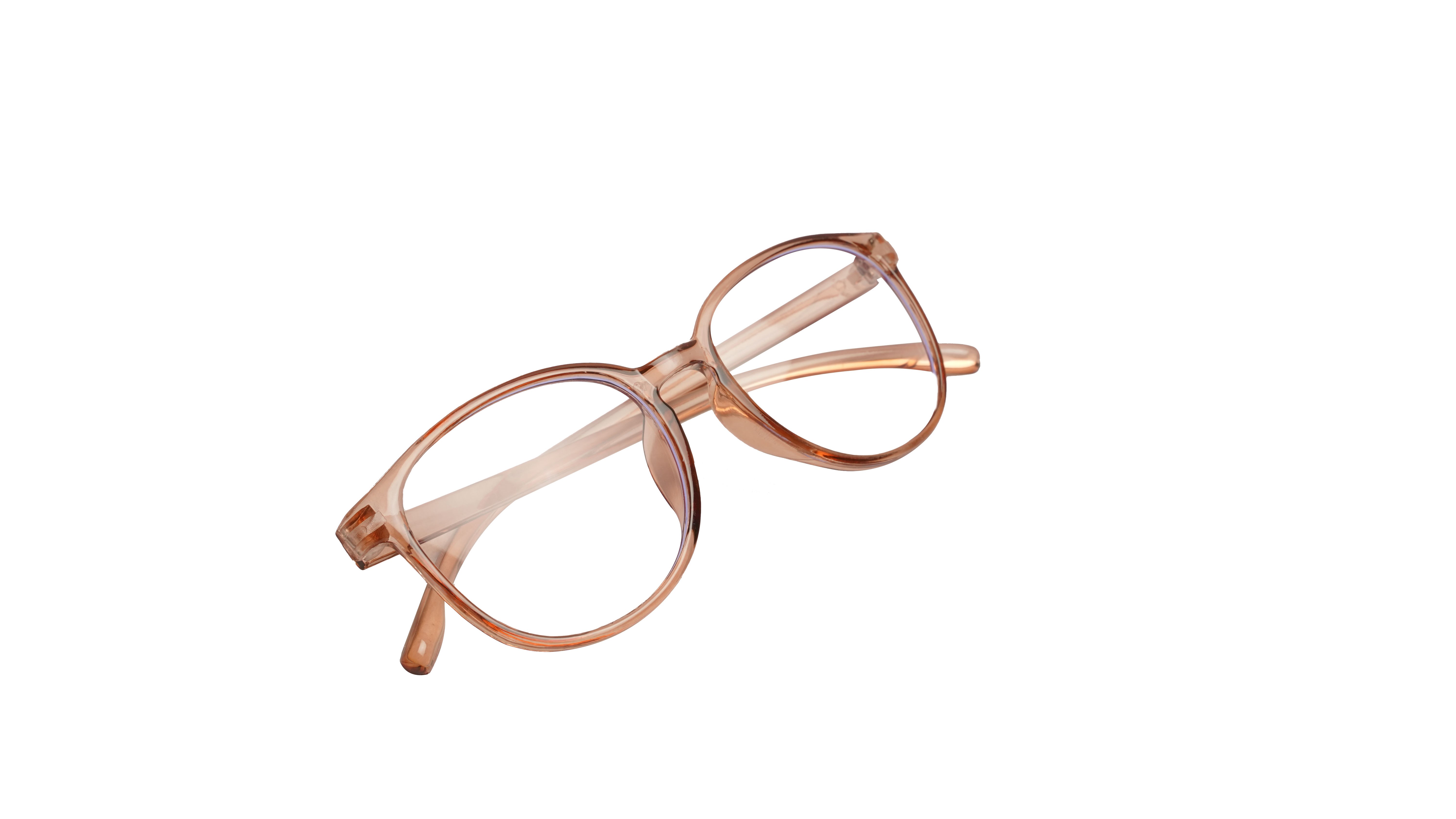 Soigné Unisex Large Round Spectacle Frame. See Through Brown