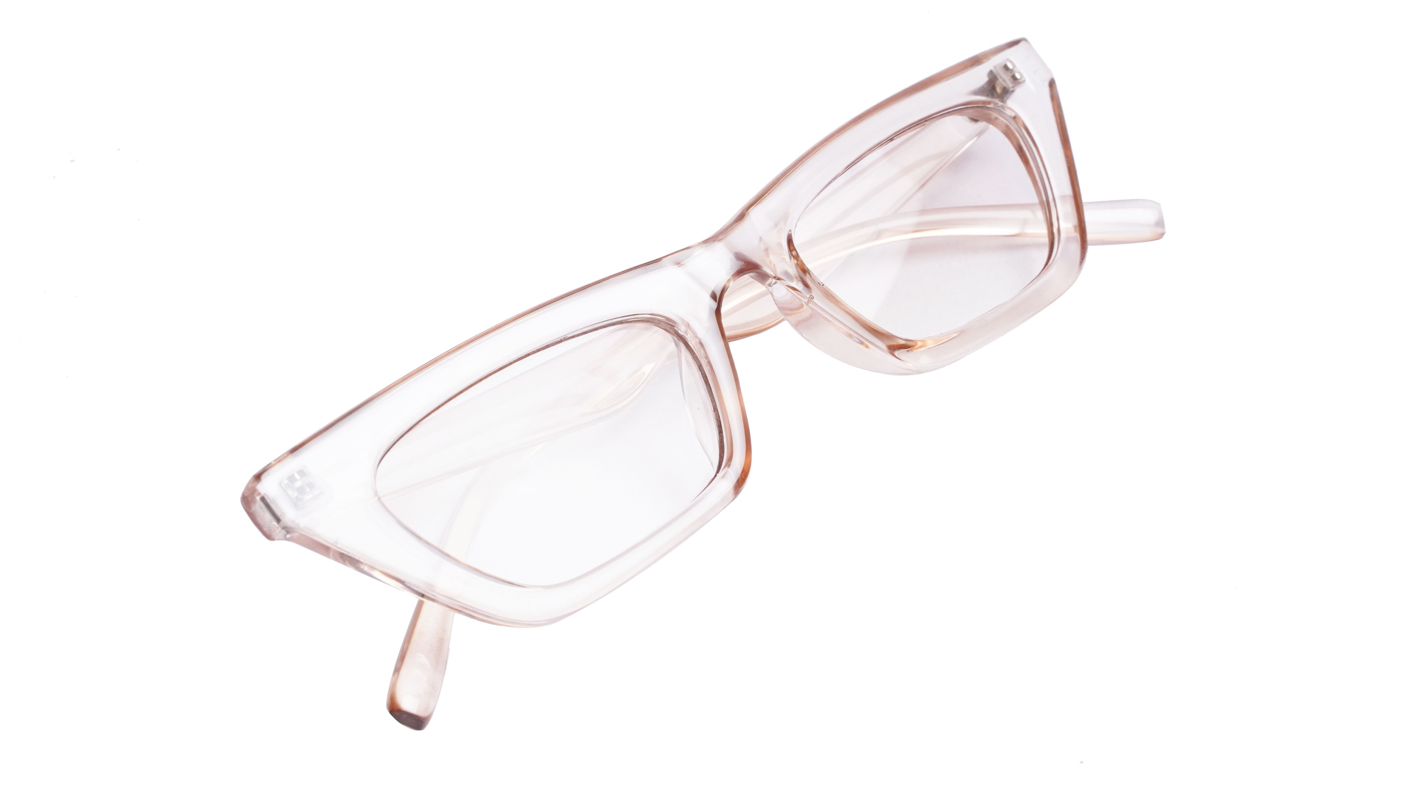 Soigné Female Large Cateye Spectacle. See Through Brown