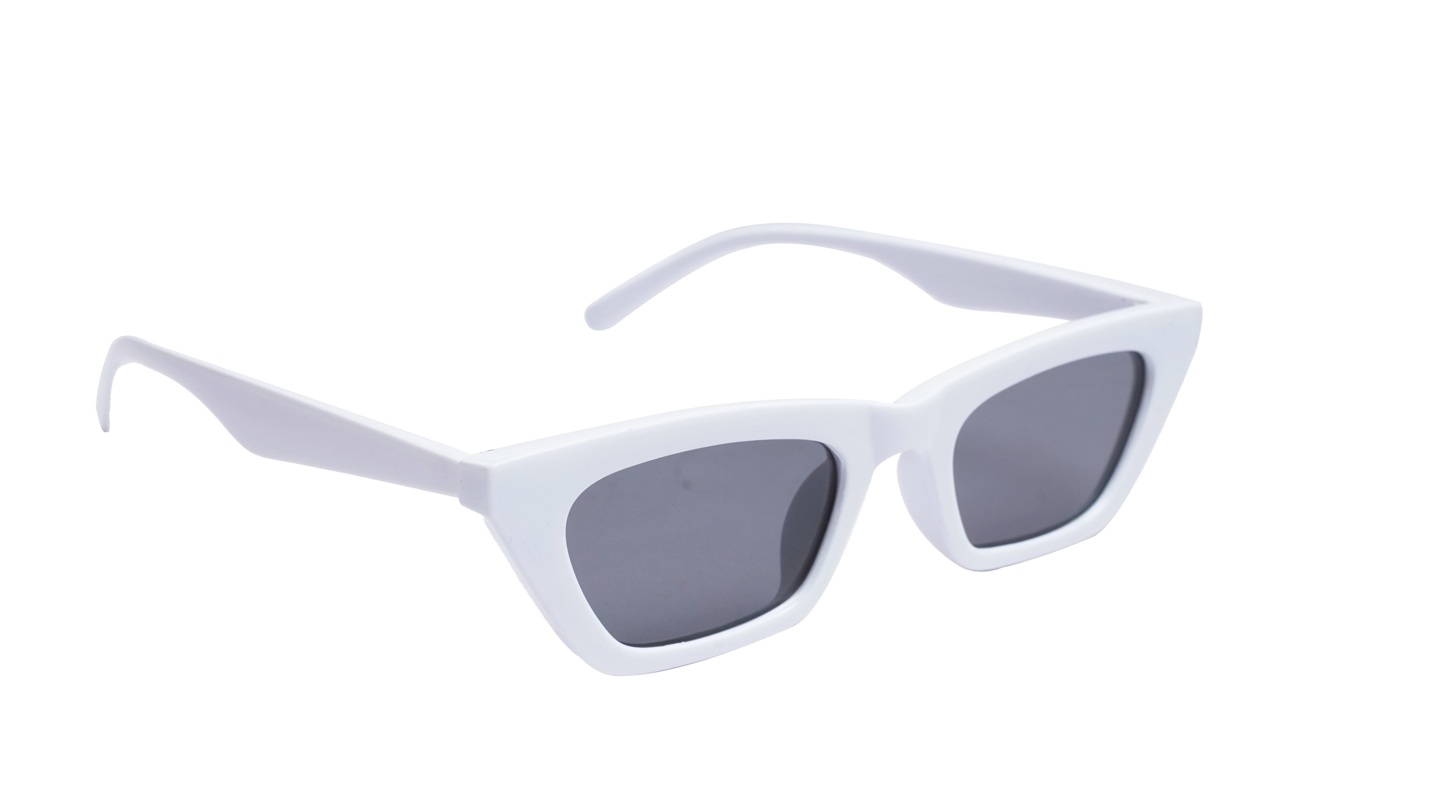 Soigné Female Large CatEye Sunglasses. White Rim