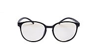 Soigné Unisex Large Round Spectacle Frame. Glossy Black