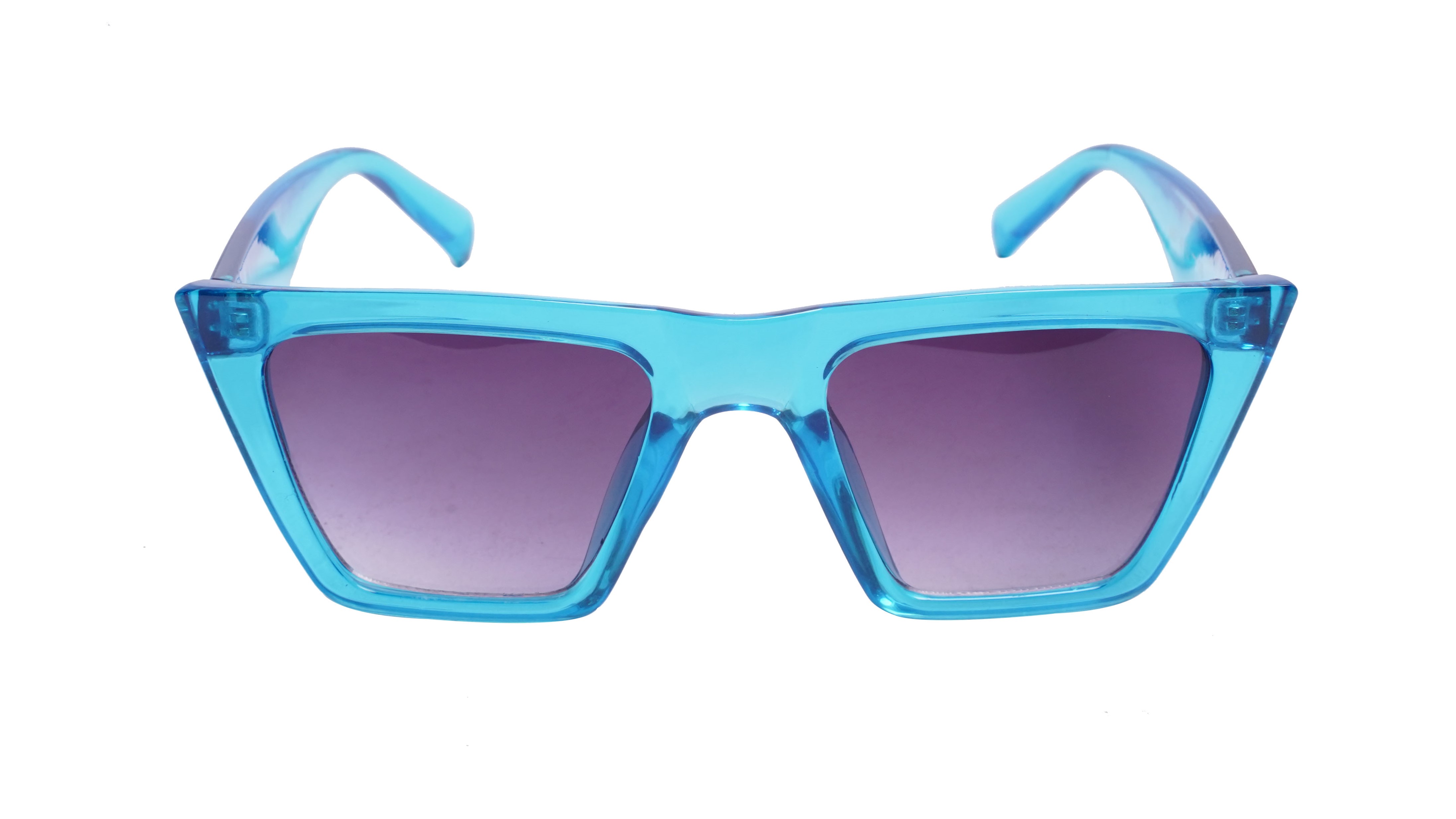 Soigné Female Medium Square Sunglasses.See Through Blue