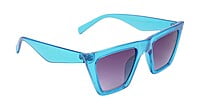 Soigné Female Medium Square Sunglasses.See Through Blue