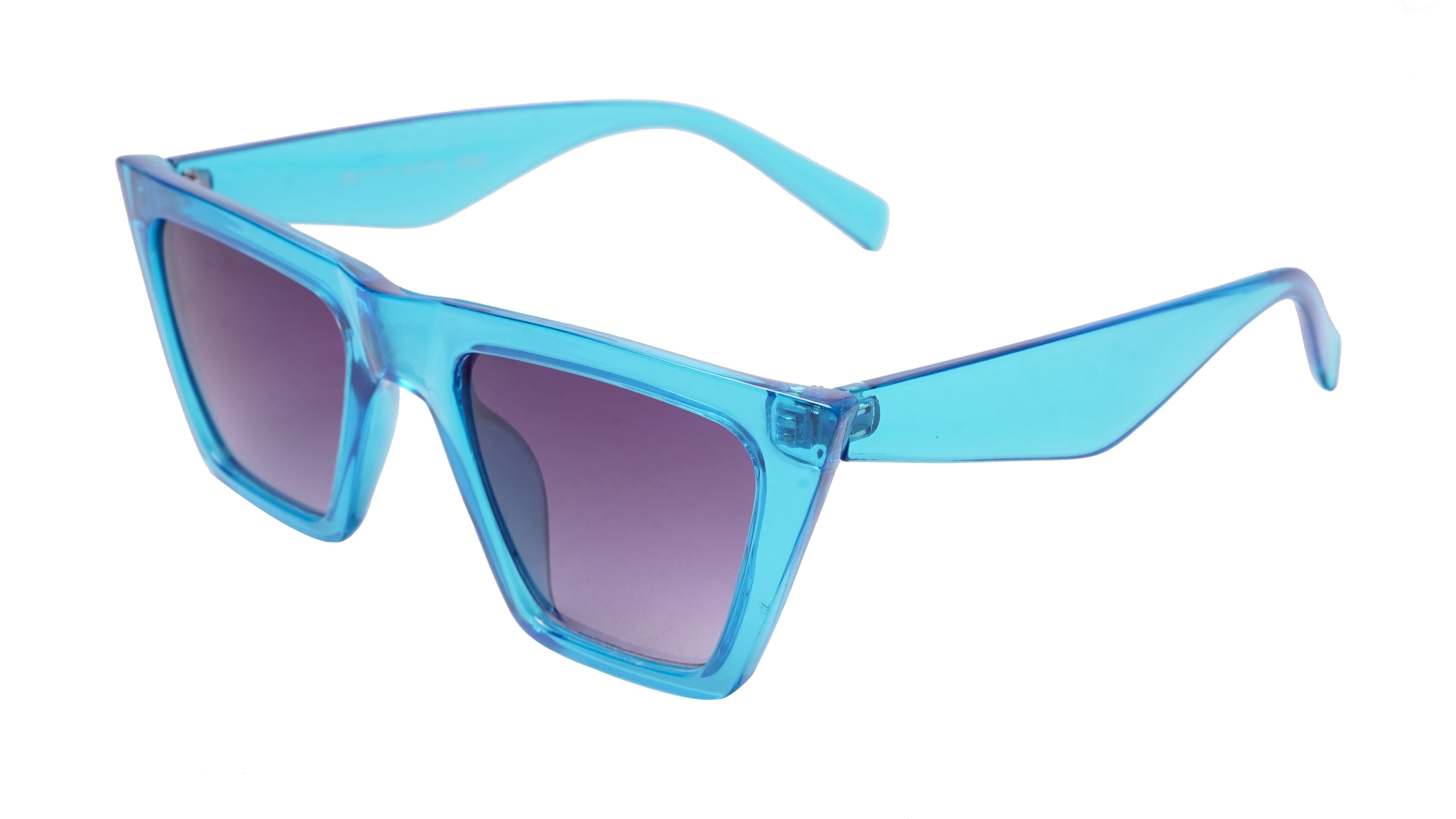 Soigné Female Medium Square Sunglasses.See Through Blue