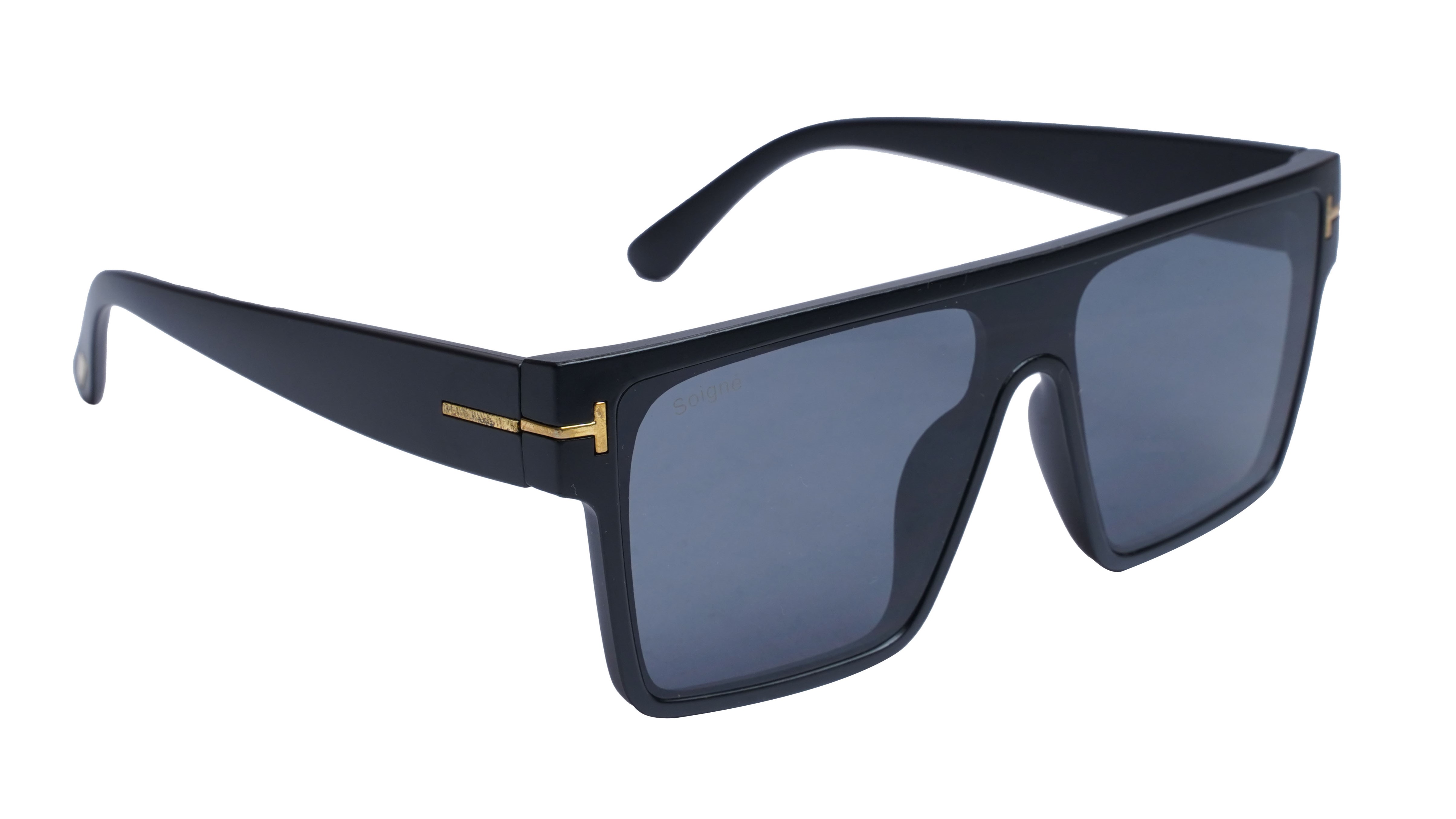 Soigné Boys & Men Oversized Square Sunglasses. Black