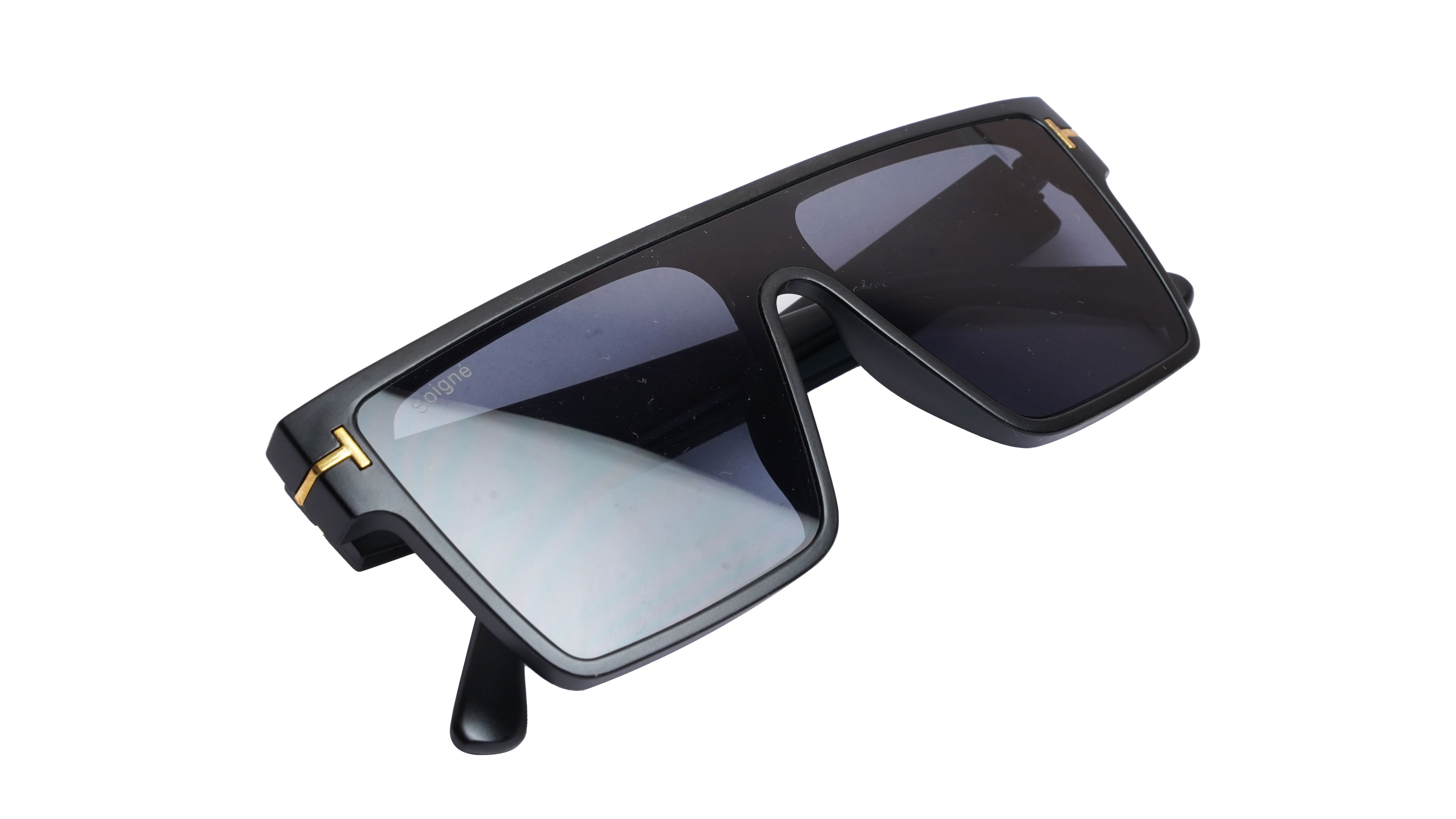 Soigné Boys & Men Oversized Square Sunglasses. Black
