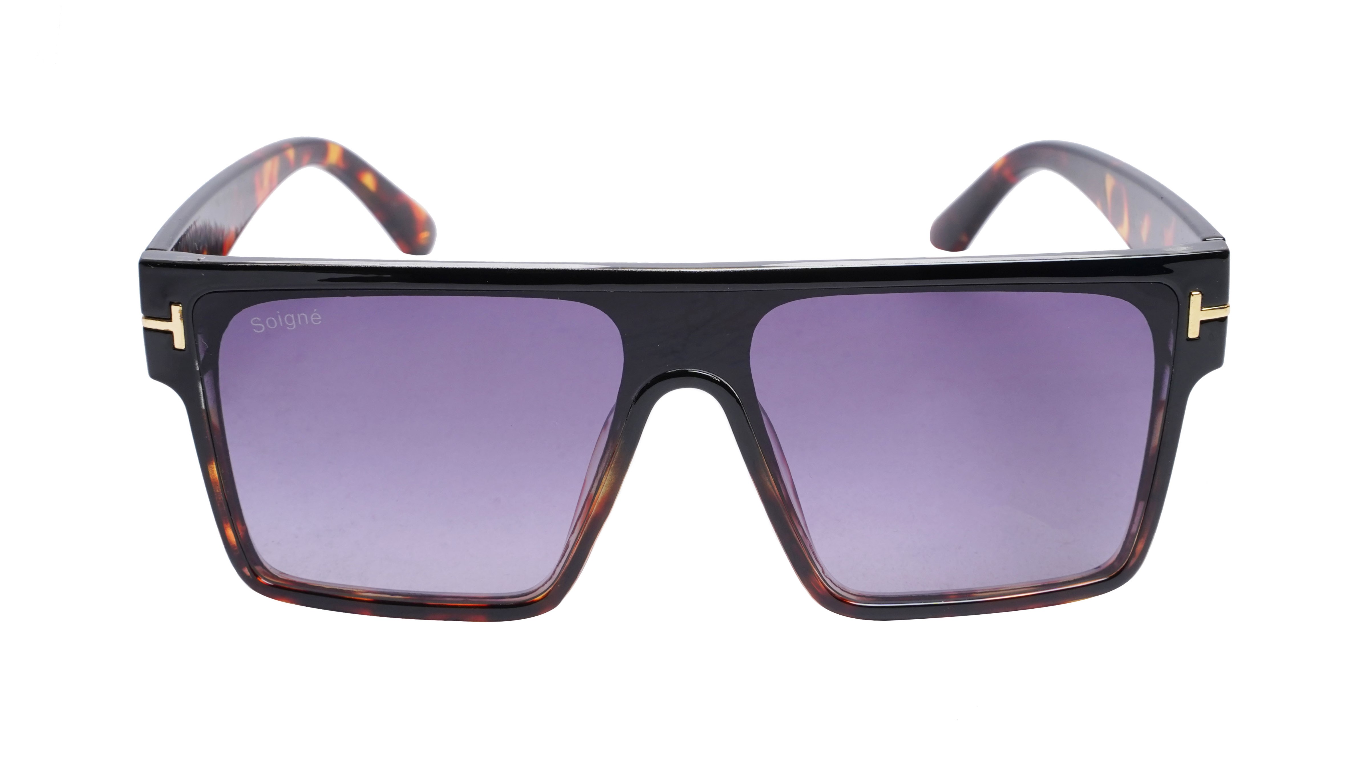 Soigné Boys & Men Oversized Square Sunglasses. Leopard Print