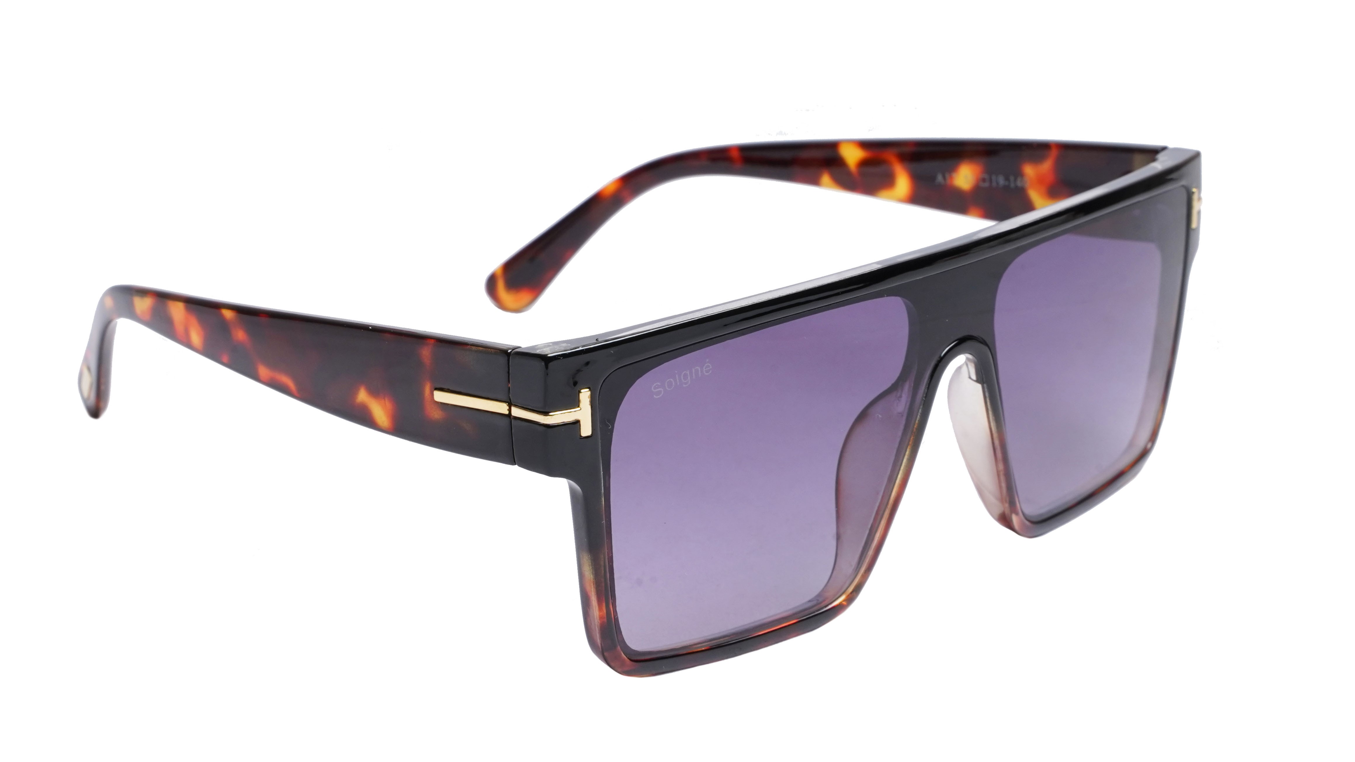 Soigné Boys & Men Oversized Square Sunglasses. Leopard Print