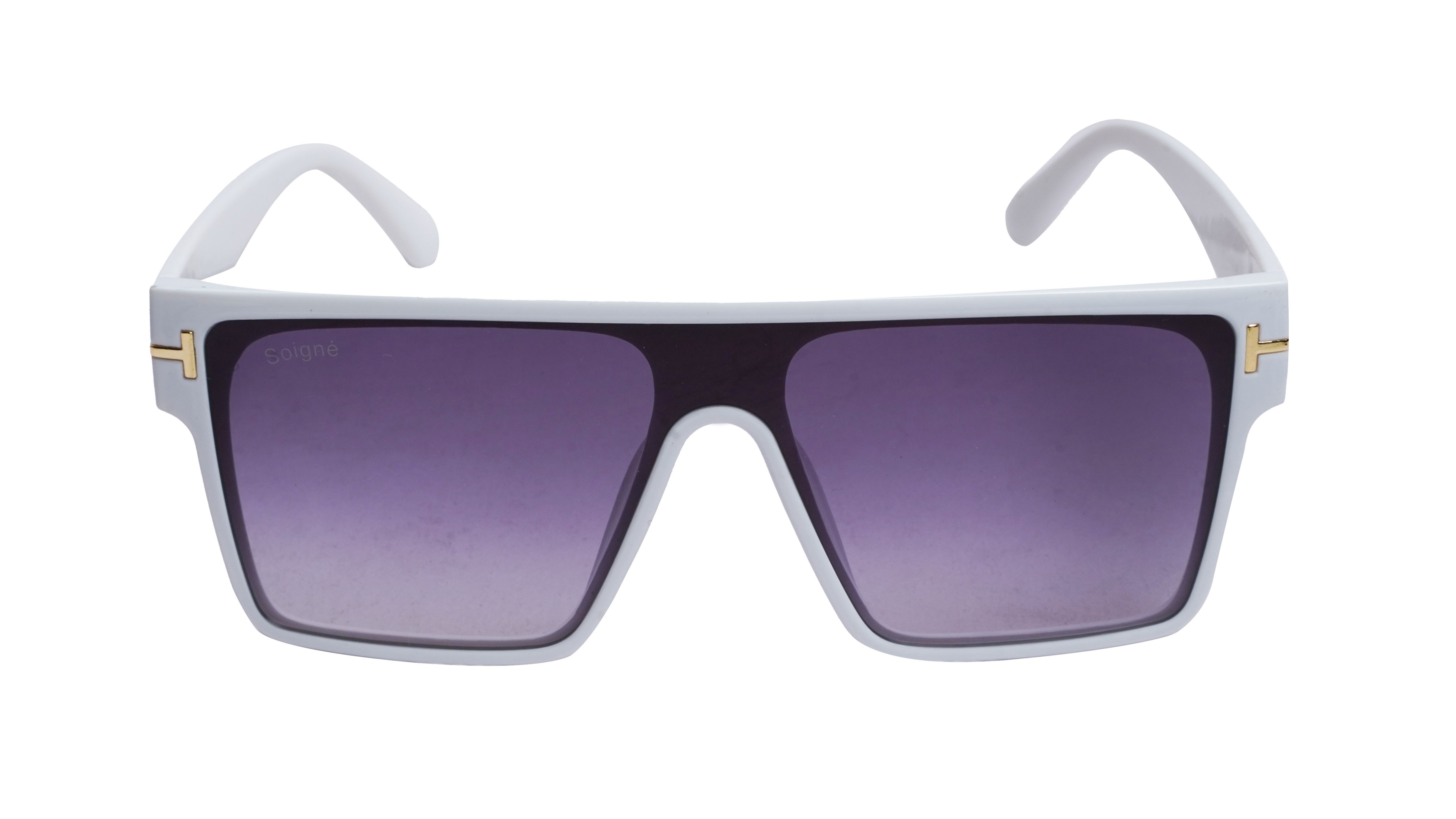 Soigné Boys & Men Oversized Square Sunglasses. White Frame