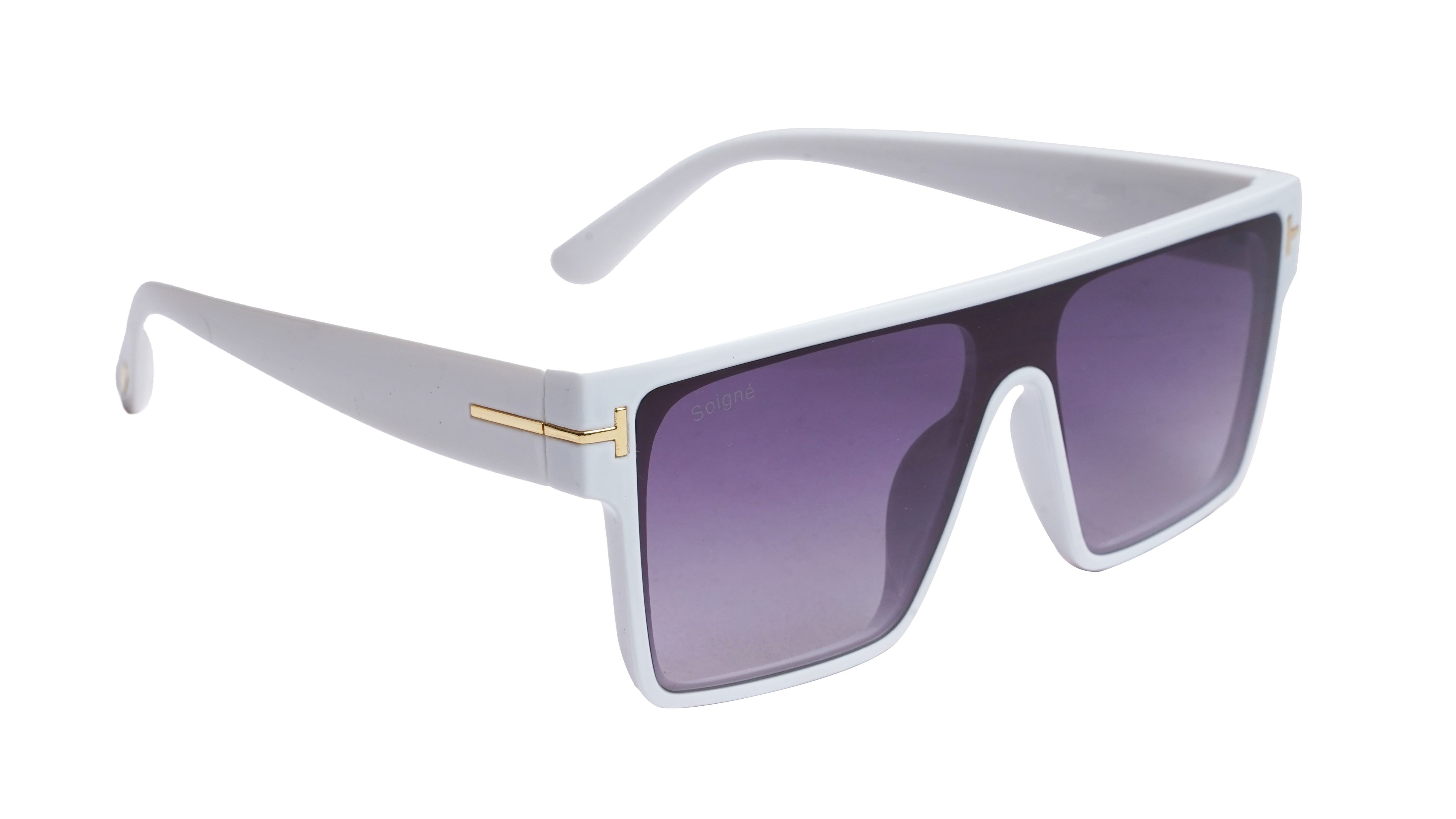 Soigné Boys & Men Oversized Square Sunglasses. White Frame