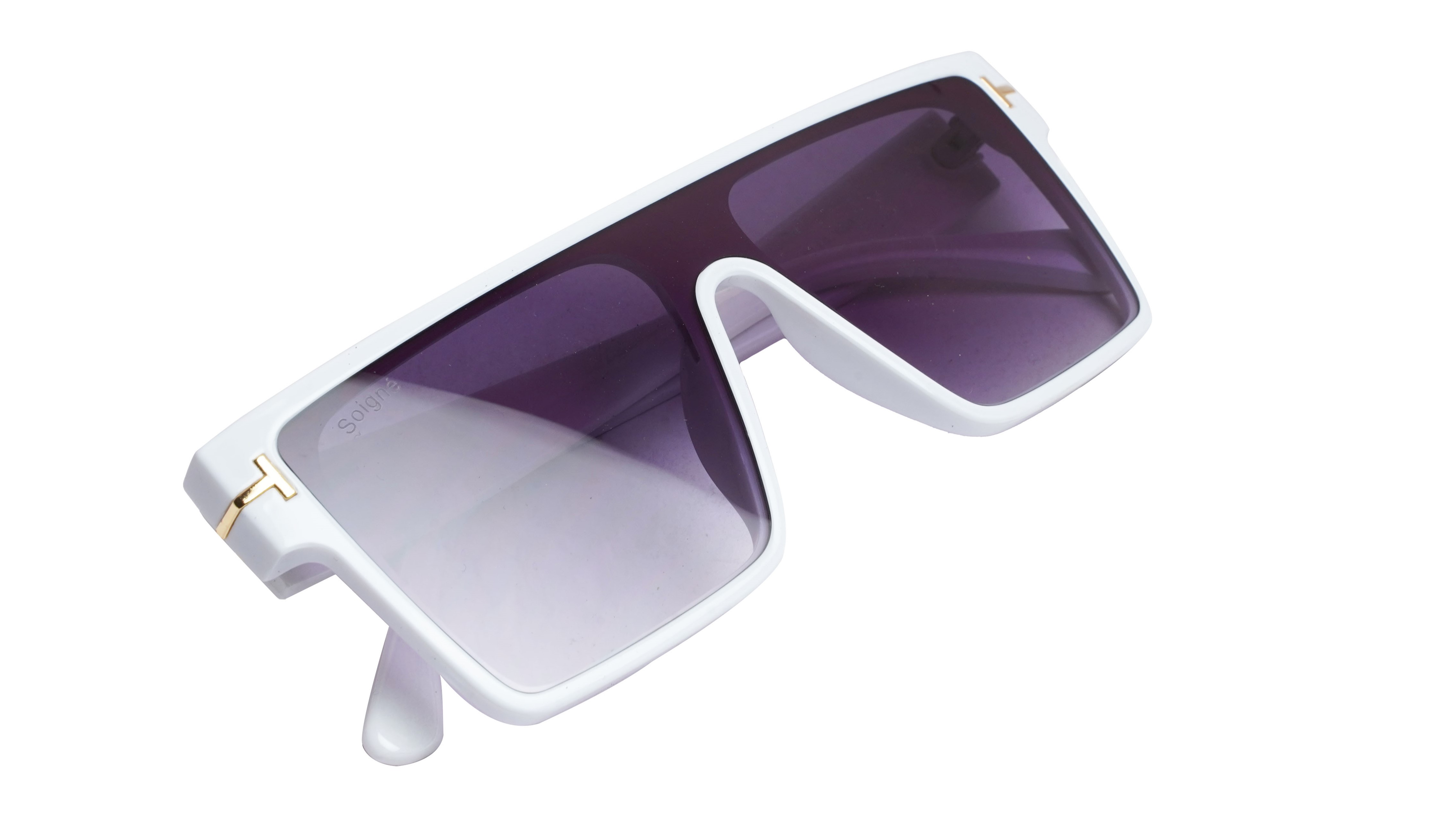 Soigné Boys & Men Oversized Square Sunglasses. White Frame