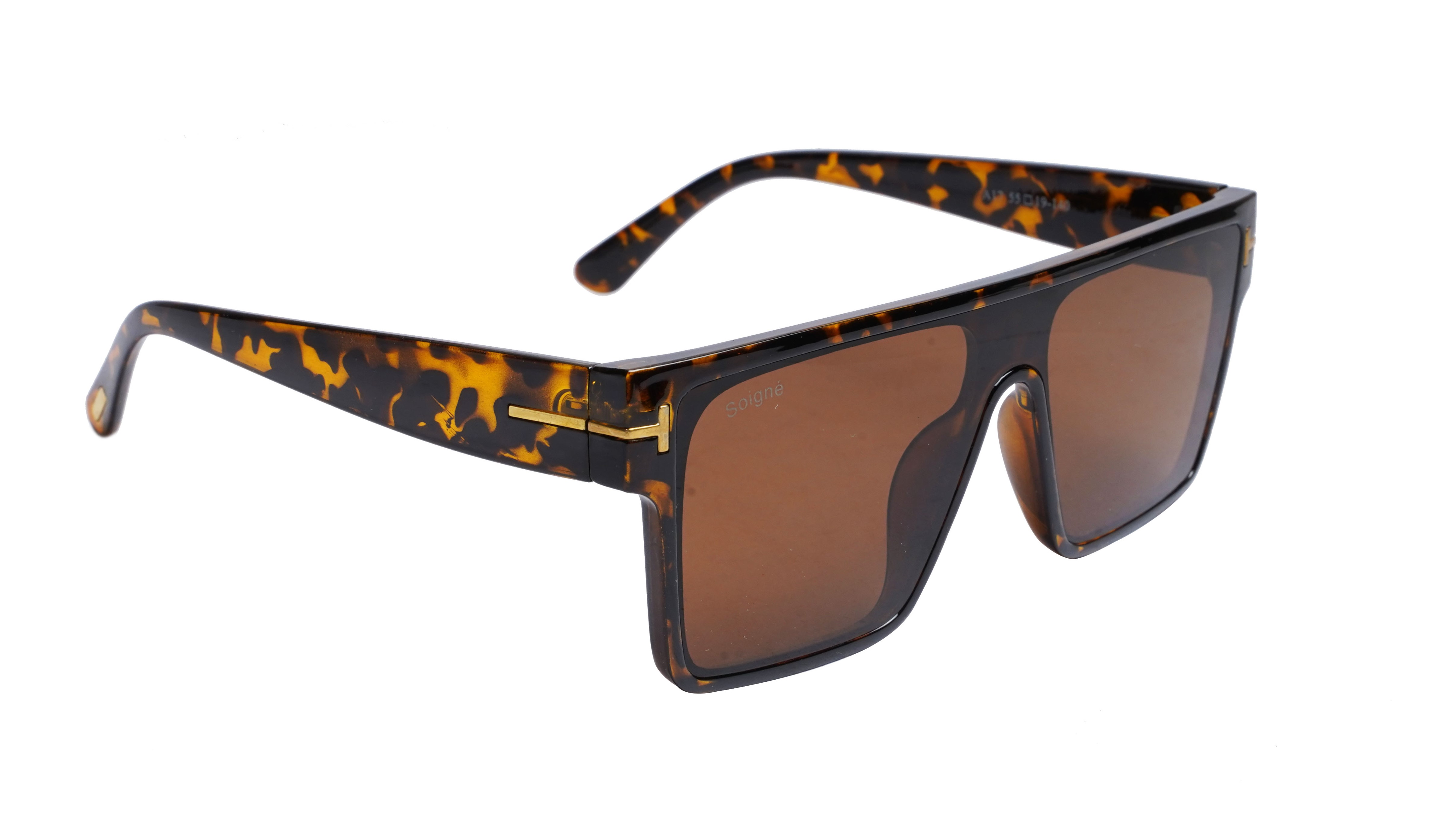 Soigné Boys & Men Oversized Square Sunglasses. Tortoise Print
