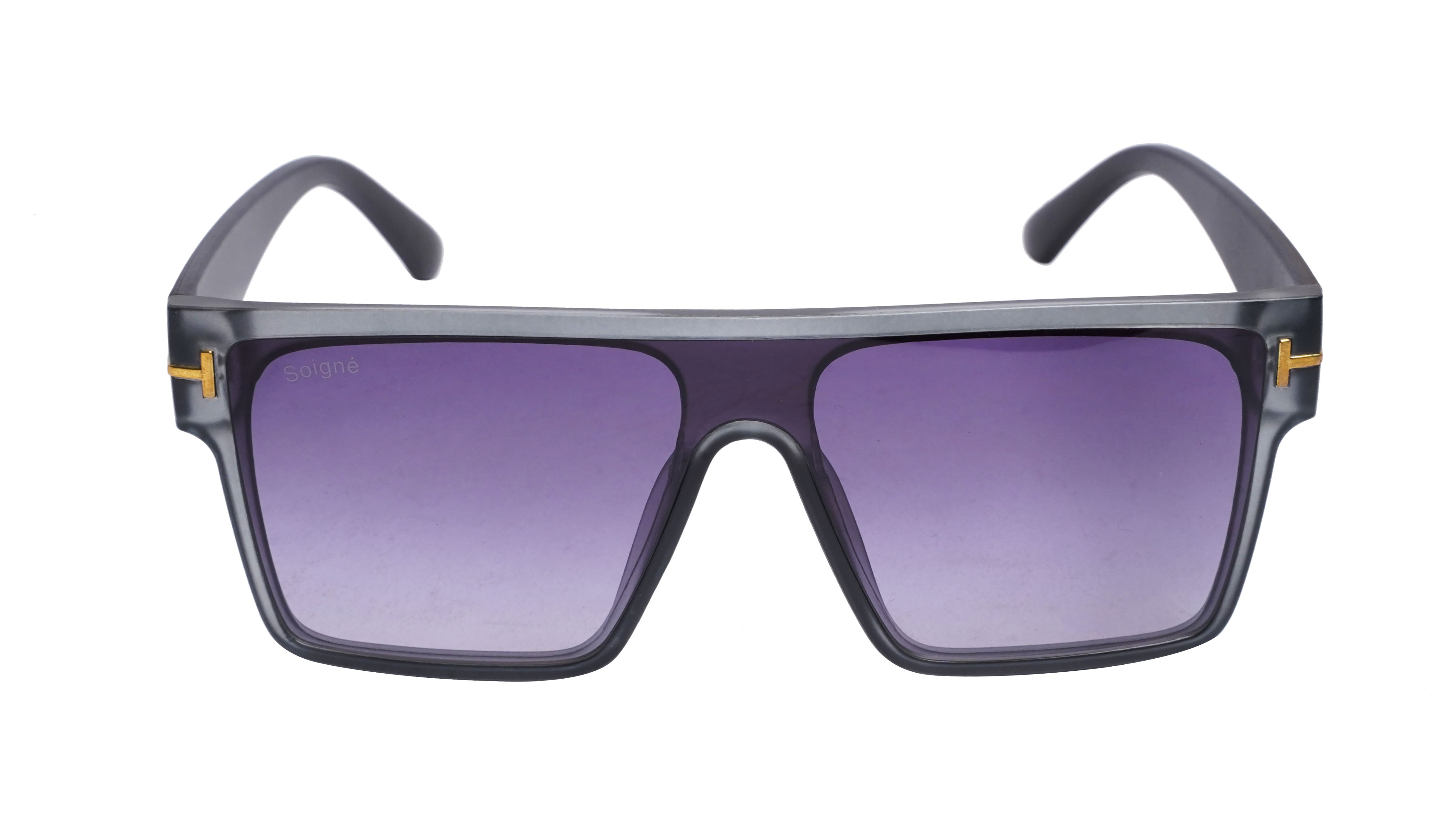 Soigné Boys & Men Oversized Square Sunglasses. See Through Grey
